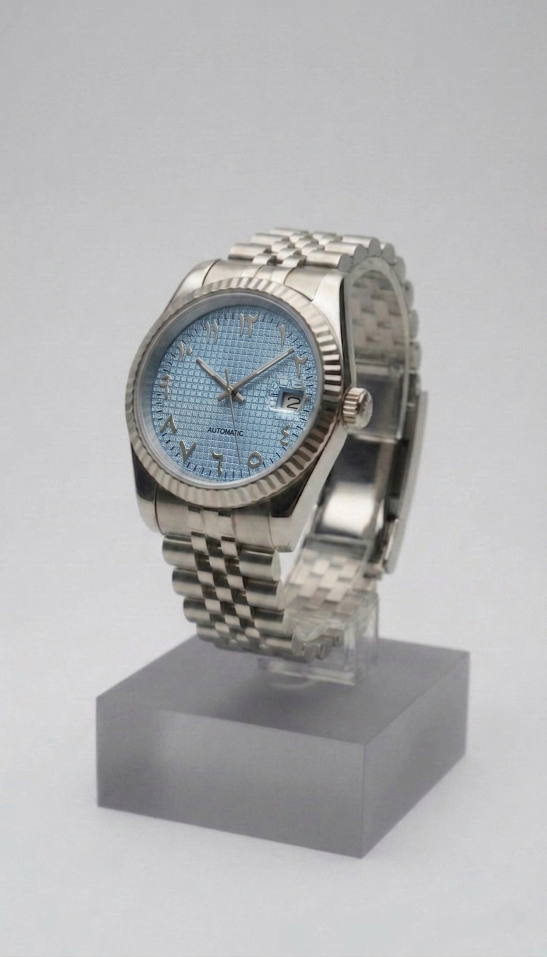 Arabic Dial Waffle Bleu Clair