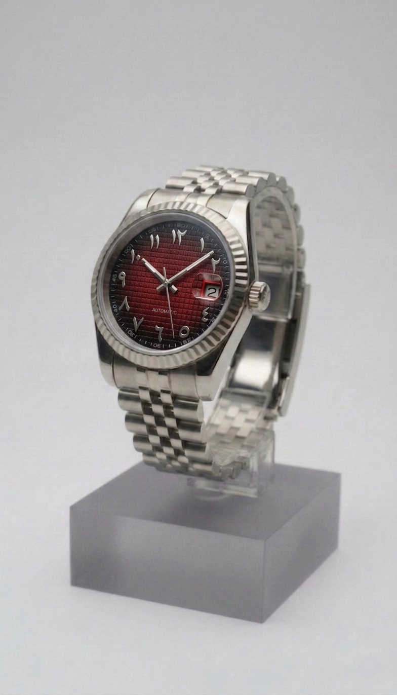Arabic Dial Waffle Rouge Bordeaux