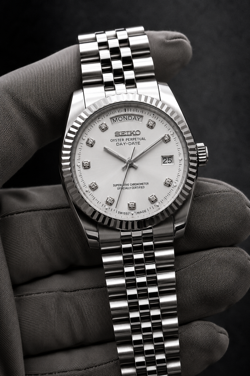 Day-Date Diamant Dial Blanc
