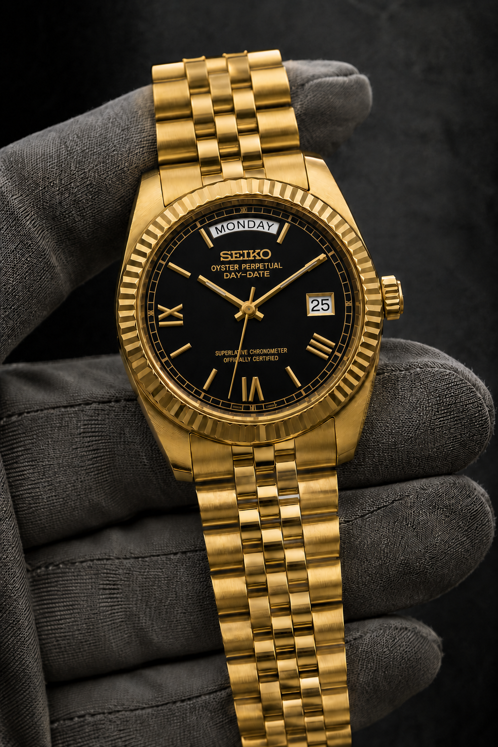Day-Date Roman Dial Or Jaune Noir