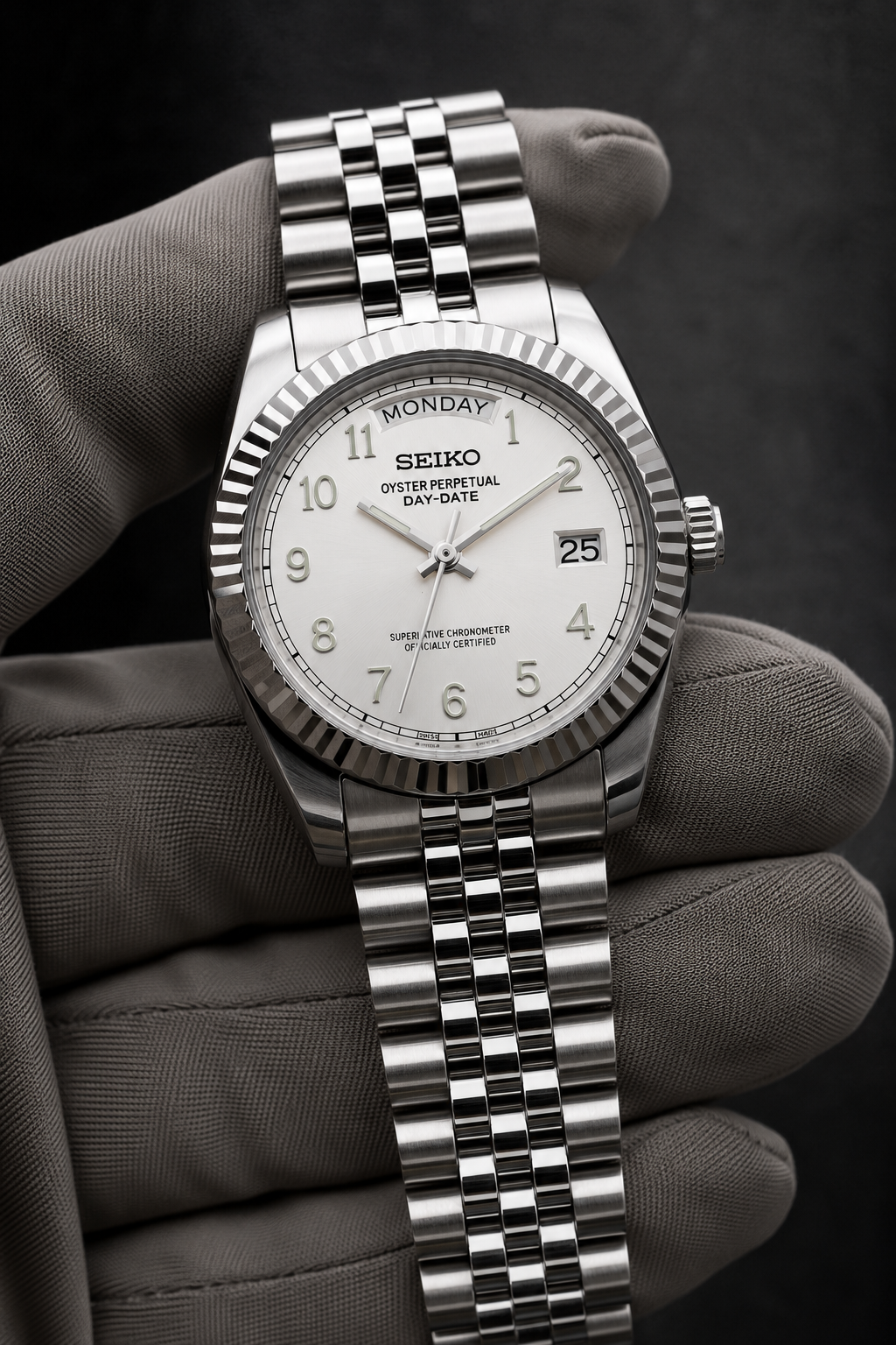 Day-Date Number Dial Blanc