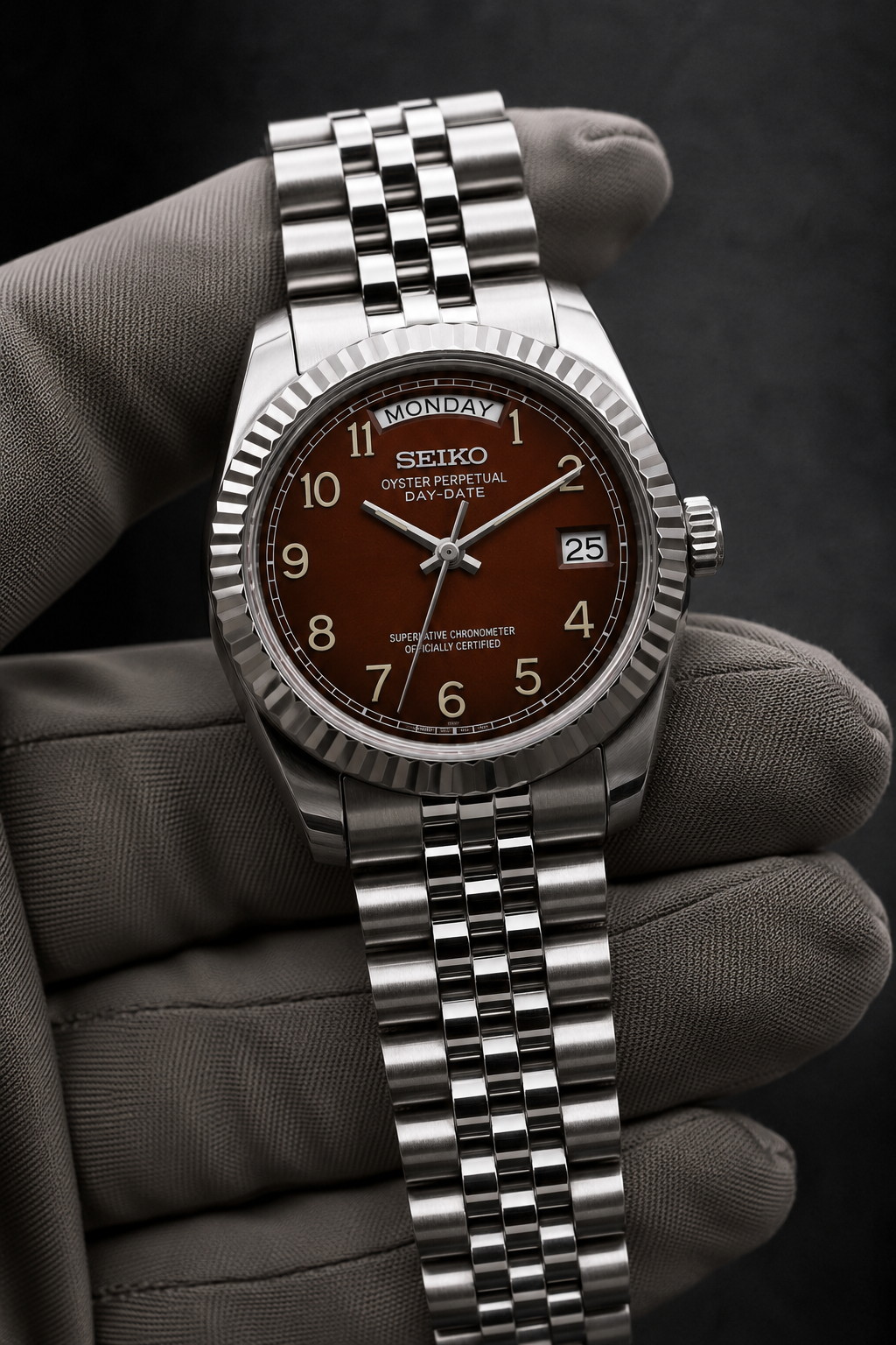 Day-Date Number Dial Marron