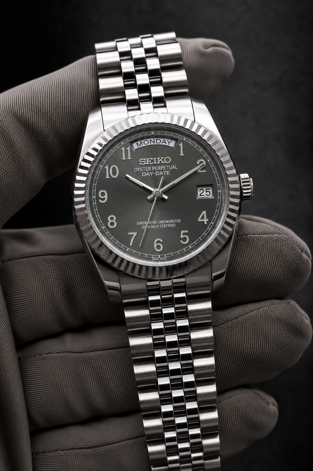 Day-Date Number Dial Gris