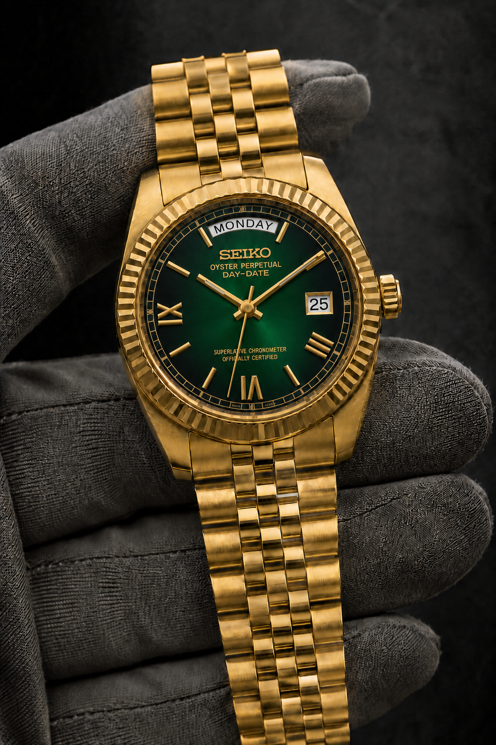 Day-Date Roman Dial Or Jaune Vert