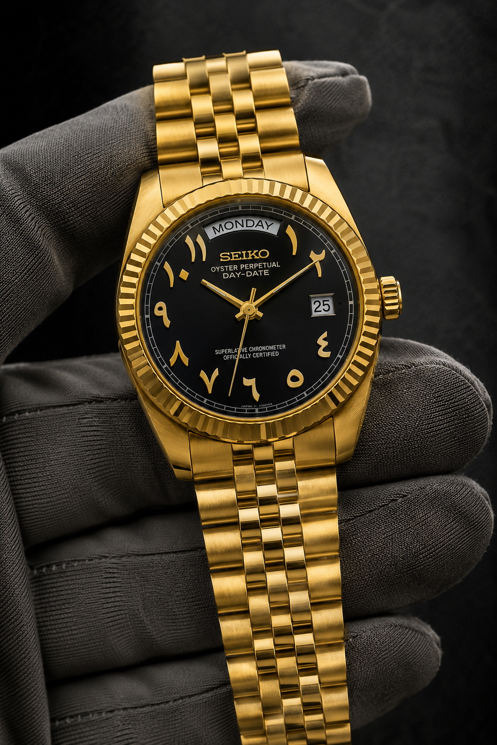 Day-Date Arabic Dial Or Jaune Noir