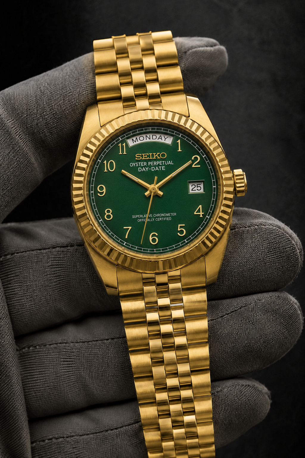 Day-Date Number Dial Or Jaune Vert