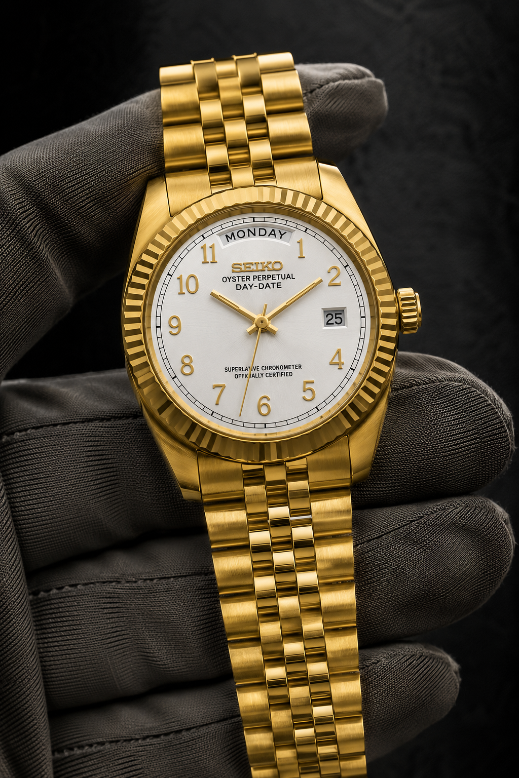 Day-Date Number Dial Or Jaune Blanc