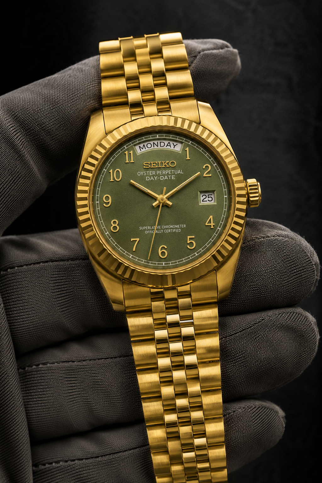 Day-Date Number Dial Or Jaune Olive