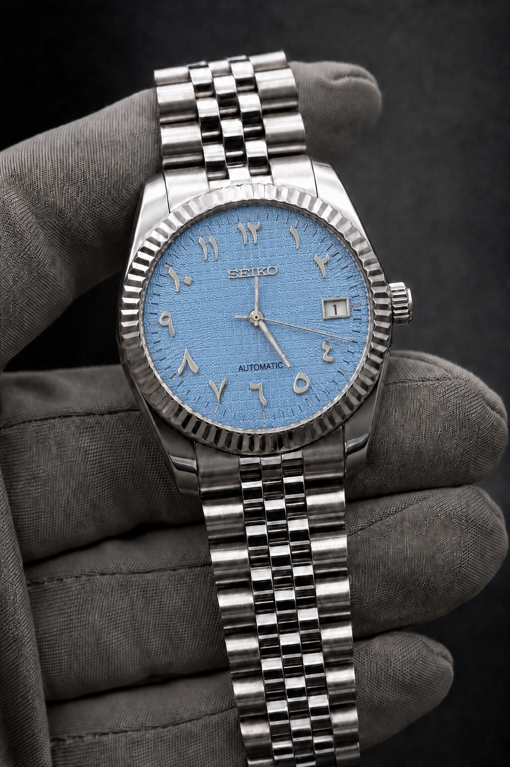 Arabic Dial Waffle Bleu Clair